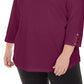 Karen Scott Women's Plus Cotton Crisscross Trim Top Purple Size 3XL
