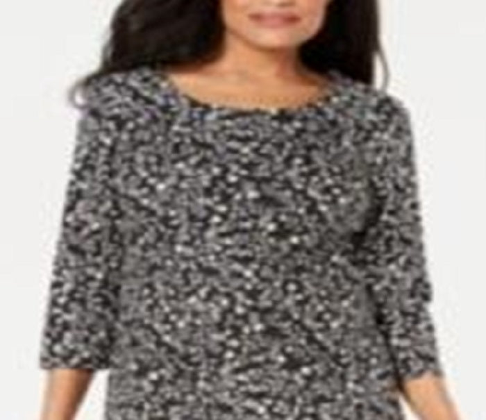 Karen Scott Women's Sport Nouvelle Floral Swing Dress Black Size Large