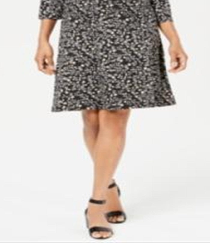 Karen Scott Women's Sport Nouvelle Floral Swing Dress Black Size Large