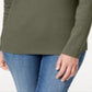 Karen Scott Women's Solid Long Sleeve with Buttons Top Green Size S