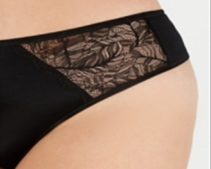 INC International Concepts Women's Intimates Lace Trim Solid Everyday Thong Black Size 2X