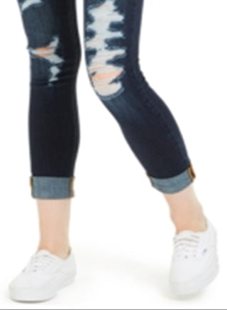 Indigo Rein Junior's Distressed Curvy Jeans Blue Size 0