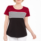 Karen Scott Women's Tara Colorblocked Stripes Rivet Top Red Size S