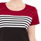 Karen Scott Women's Tara Colorblocked Stripes Rivet Top Red Size S