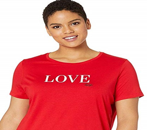 Ralph Lauren Women's Plus Love Cotton Blend Tee Red Size 2X