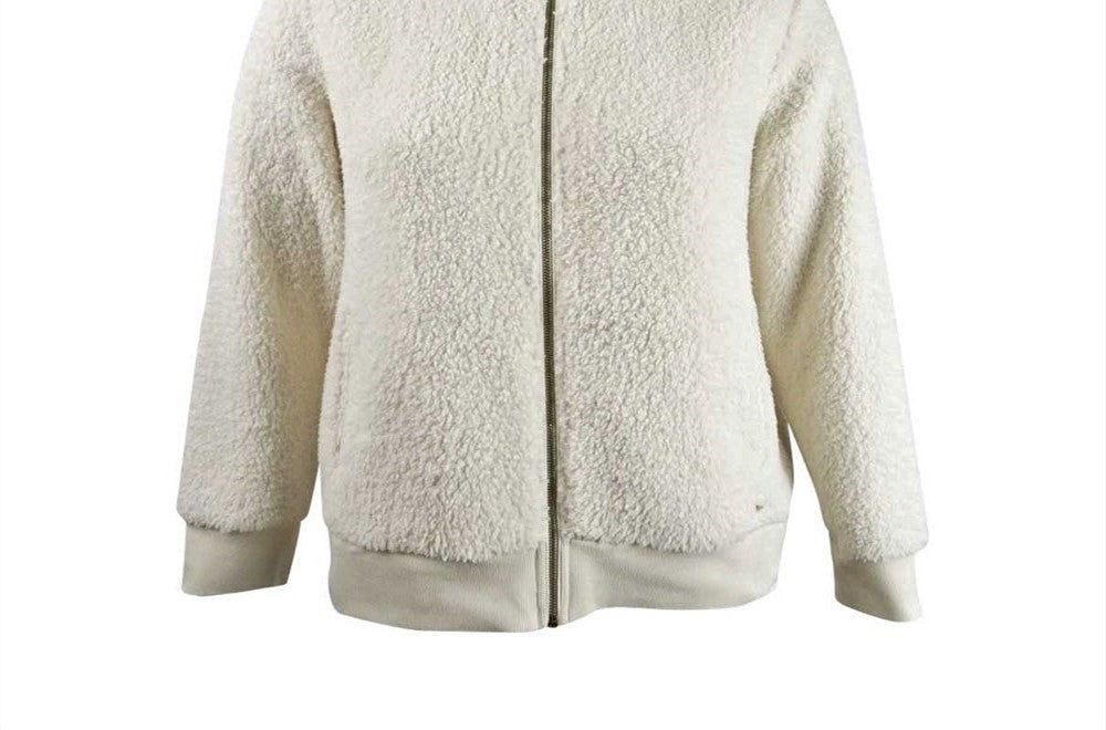 Calvin Klein Women's Sherpa Full Zip Jacket White Size Large