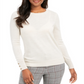 Charter Club Women's Merino Wool Button Cuff Crewneck Sweater Oat Size X-Small