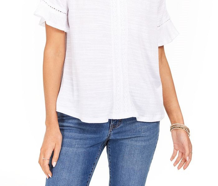 Style & Co Women's Crochet Top Blue Size Small