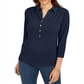 Charter Club Women's 3/4 Sleeve Polo Top Blue Size Petite XL