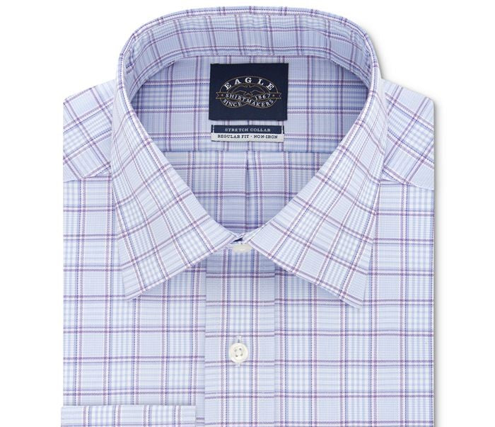 Eagle Men's Non Iron Stretch Collar Regular Fit Dress Shirt Blue Size 15X32-33