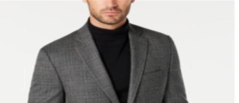 Ralph Lauren Men's Wool Blend Plaid Two Button Blazer Black Size 40