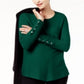 Alfani Women's Ribbed Snap Detail Sweater Green Size XX-Large