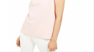 Anne Klein Women's Sleeveless Collared Top Pink Size Medium