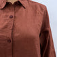 INC International Concepts Women's Vertical Stripe Button up Shirt Brown Size M