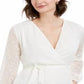 Charter Club Women's Clip Dot Wrap Top White Size Large