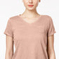 Style & Co Women's V Neck Pocket T-Shirt Yellow Size Petite L