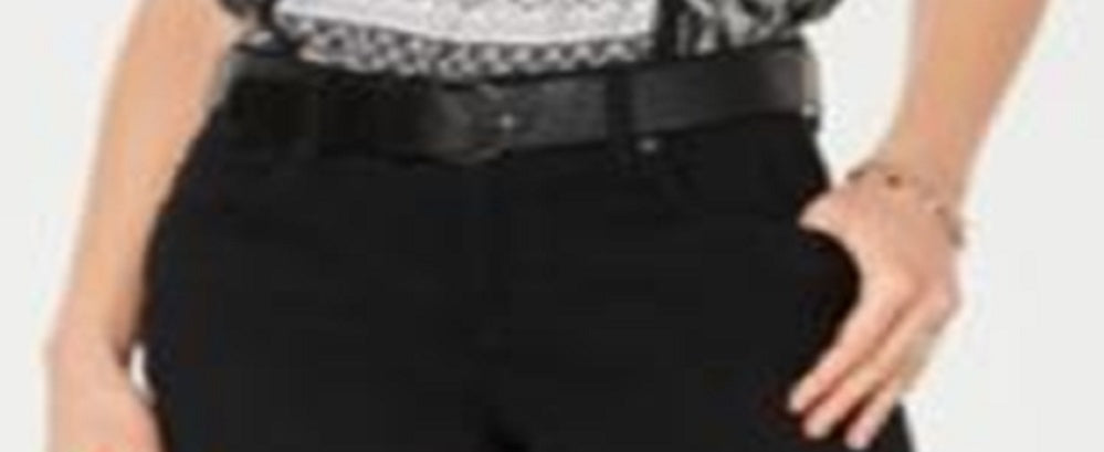 Style & Co Women's Belted Denim Shorts Black Size 12