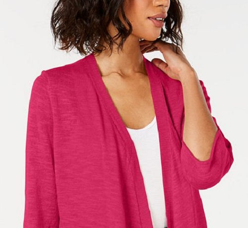 Alfani Women's Linen Open Front Cardigan Pink Size Petite Small