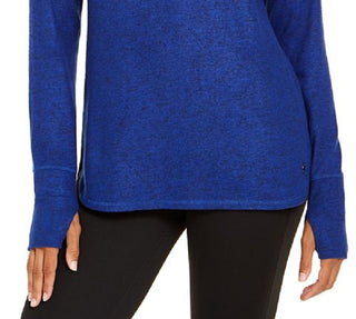 Ideology Women's Heathered Long Sleeve Mushy Knit Top Bright Blue Size S