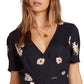 Volcom Women's Casual Floral Wrapsicle Wrap Dress Black Size XL