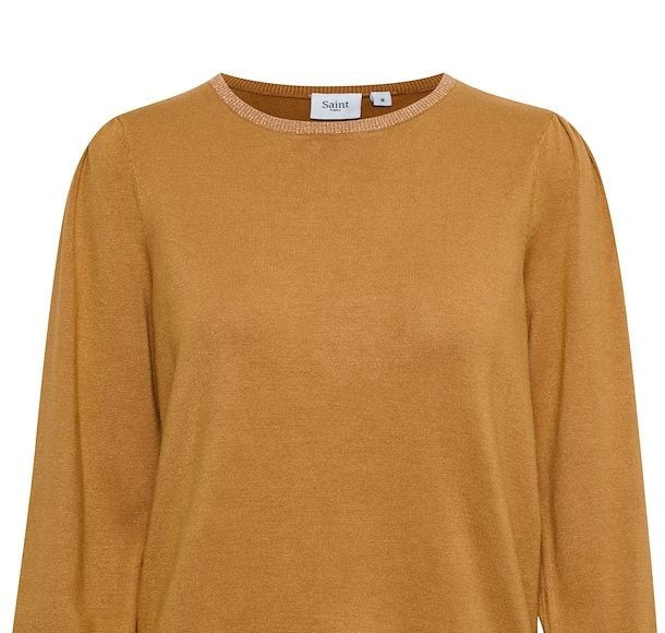 Alfani Women's Sweater Ribbed Metallic Knit Pullover Brown Size X-Large