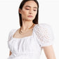 INC International Concepts Women's Cotton Eyelet Square-Neck Top  White Size Large