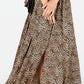 INC Women's Shirt Dress Leopard Print Elbow Sleeve Maxi Brown Size 4