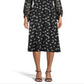 Anne Klein Women's Smocked Leaves Print a line Dress Black Size Medium