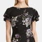 Ralph Lauren Women's Floral Jewel Neck Knee Length Wear to Work Sheath Dress Black Size 14 Petite