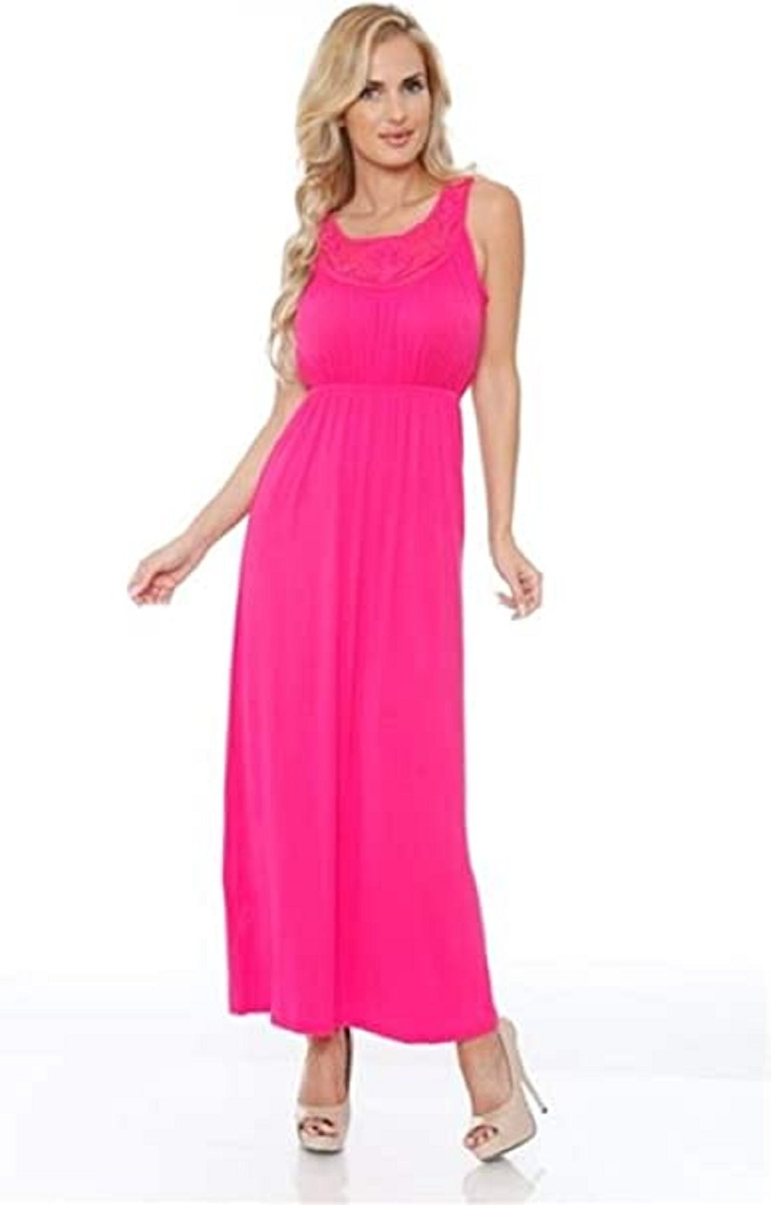 White Mark Women's Katherine Sleeveless Maxi Dress Pink Size Large