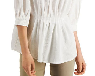Alfani Women's Cinched Front Pullover Blouse White Size XL