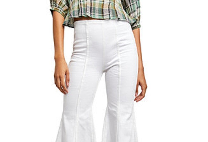 Free People Women's Cha Cha Flare Jeans White Size 24