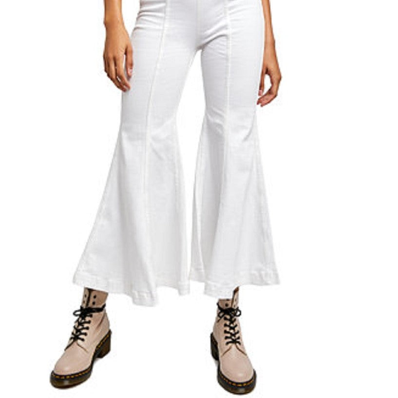 Free People Women's Cha Cha Flare Jeans White Size 24