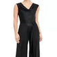 Connected Apparel Women's Belted Wide Leg Jumpsuit Black Size 14W