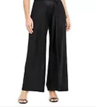 Connected Apparel Women's Belted Wide Leg Jumpsuit Black Size 14W