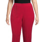 Kasper Women's Plus Stretch Crepe Slim Leg Pants Red Size 14W