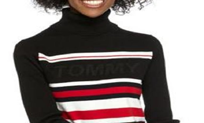 Tommy Hilfiger Women's Printed Long Sleeve Sweater Black Size Large