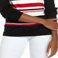 Tommy Hilfiger Women's Printed Long Sleeve Sweater Black Size Large