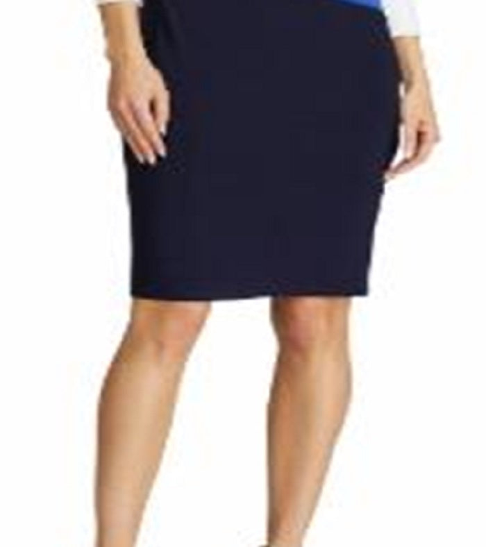 Ralph Lauren Women's Color Block Short Sleeve Jewel Neck Above the Knee Body Con Dress Blue Size 2