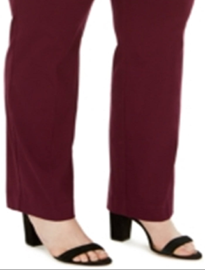JM Collection Women's Tummy Control Curvy Fit Pants Red Size 26W