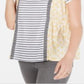 Style & Co Women's Mixed Print Striped T-Shirt Yellow Size Petite