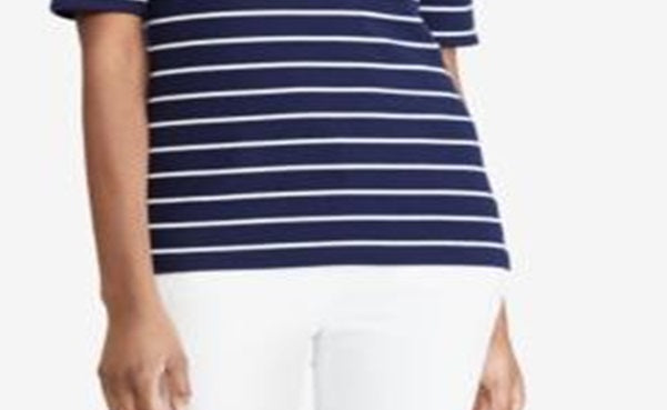Ralph Lauren Women's Stretch Boatneck Top Blue Size -XS