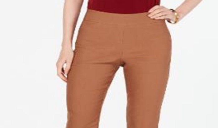 Charter Club Women's Solid Straight Leg Pants Brown Size 14