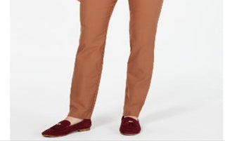 Charter Club Women's Solid Straight Leg Pants Brown Size 14