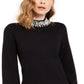 Alfani Women's Pearl Neck Blouson Sweater Black Size X-Small