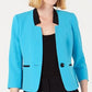 Le Suit Women's Shawl Collar Pantsuit Blue Size 2 Petite