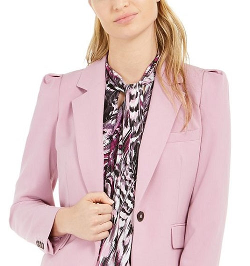 Bar III Women's Puff-Shoulder One-Button Blazer Pink Size 4