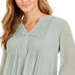 Charter Club Women's Double-Ruffle Textured Pintuck Top in Regular and Petite Green Size XL