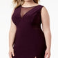 Morgan & Company Women's Trendy Plus Mesh Inset Gown Purple Size 16W