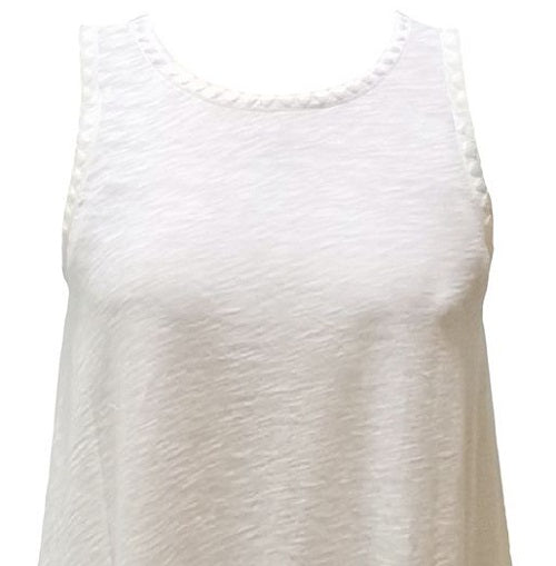 INC International Concepts Women's Cotton Burnout Tank Top White Size Medium